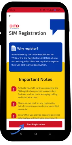 click start registration