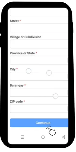 enter your address and continue